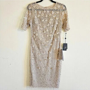 Adrianna Papell Floral 3D Beaded Sheath Dress
